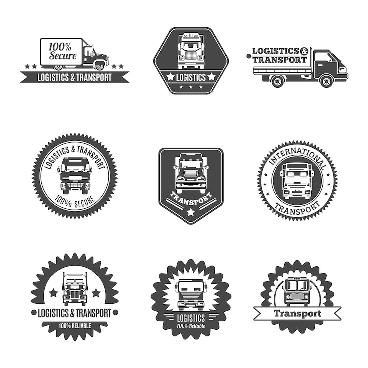 Vettore gratuito set di etichette per camion