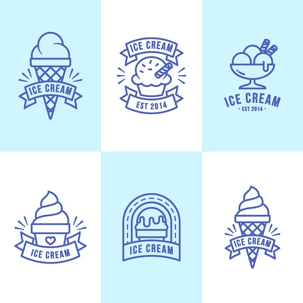 Set di etichette per gelato design piatto lineare