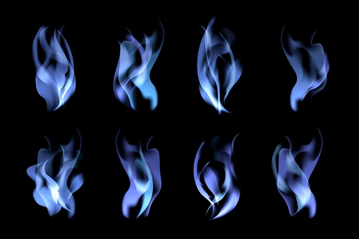 Vettore gratuito set di fiamme blu