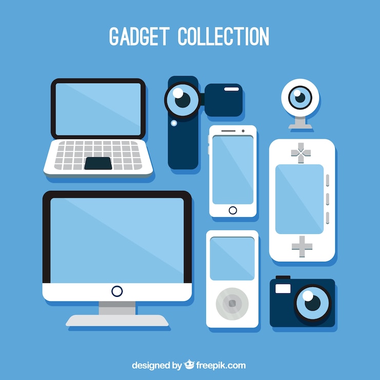 Vettore gratuito set di gadget tecnologici
