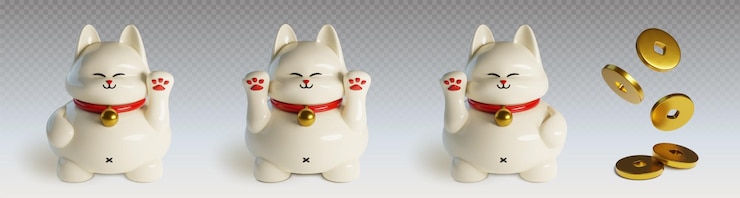 Vettore gratuito set di gatti fortunati manekineko