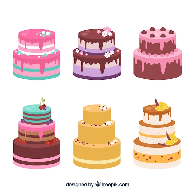 Set di gustose torte di compleanno