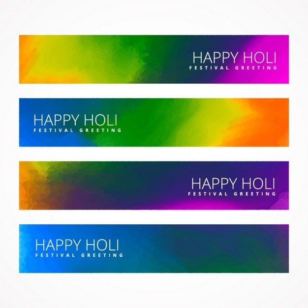 Vettore gratuito set di holi festival banner