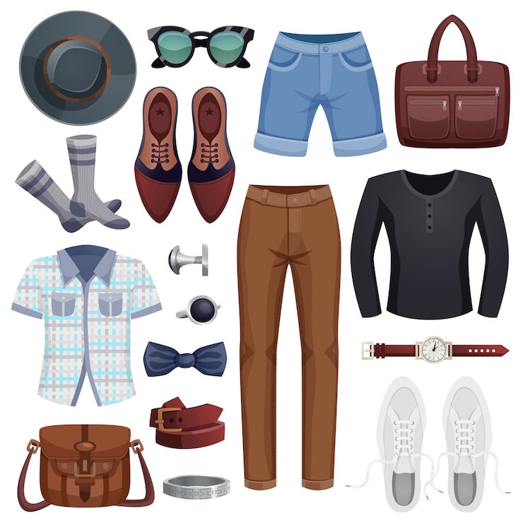 Vettore gratuito set di icone accessori uomo