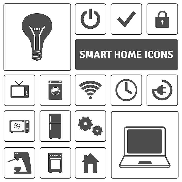 Vettore gratuito set di icone casa intelligente