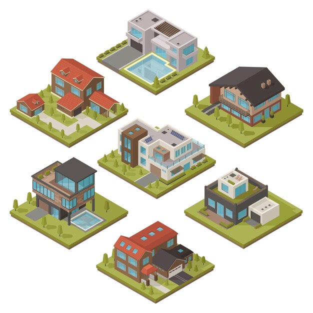 Set di icone casa isometrica