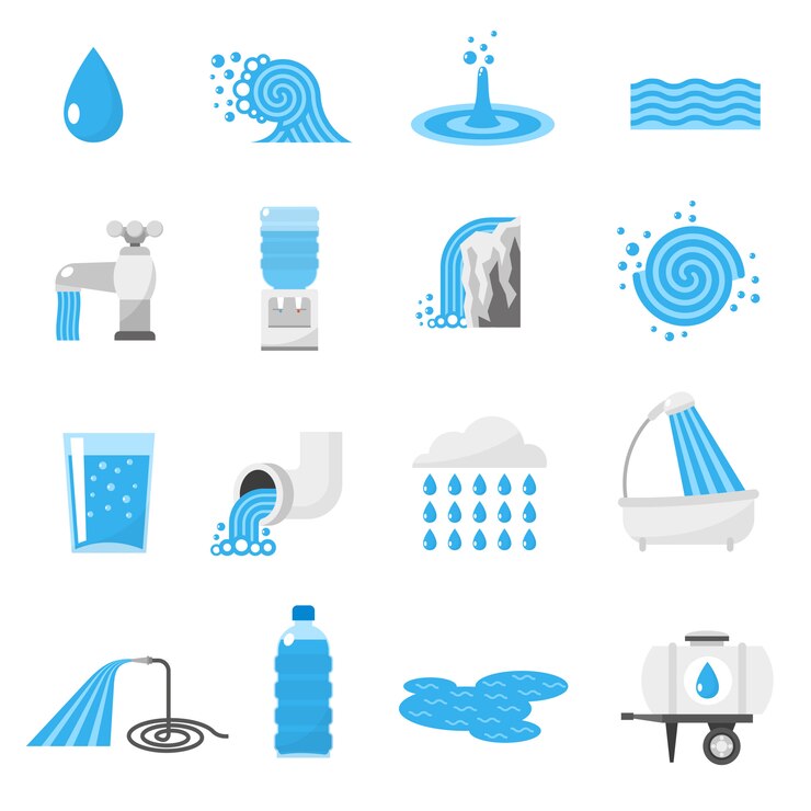 Vettore gratuito set di icone d'acqua