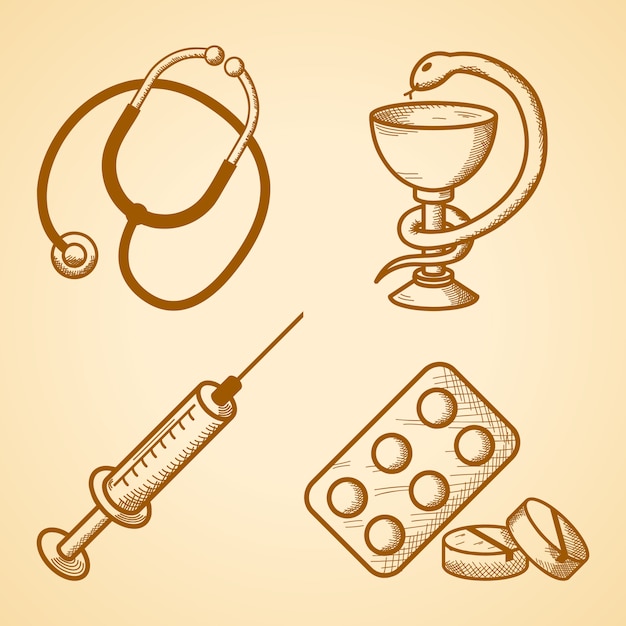 Set di icone di articoli medicali