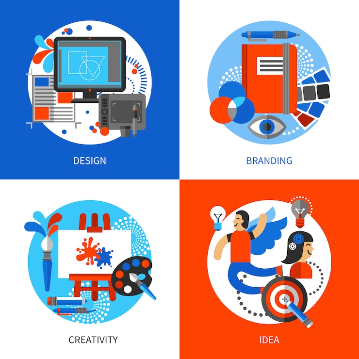 Vettore gratuito set di icone di concetto creativo