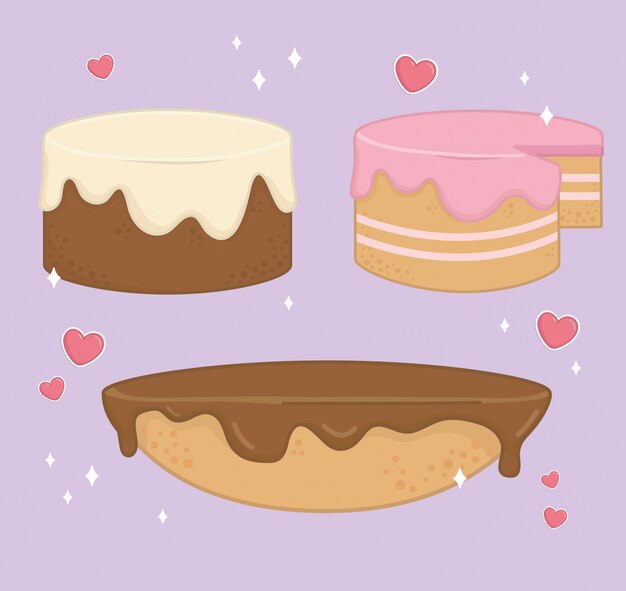 Set di icone di dolci torte da forno