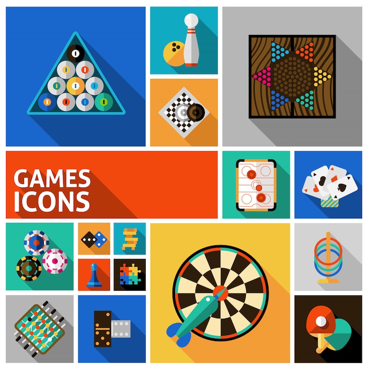 Vettore gratuito set di icone di giochi