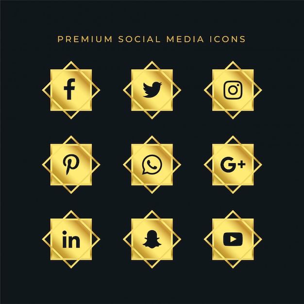 set di icone di social media d&#39;oro