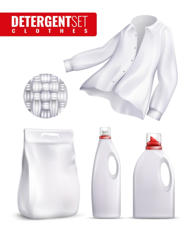 Vettore gratuito set di icone di vestiti detergenti
