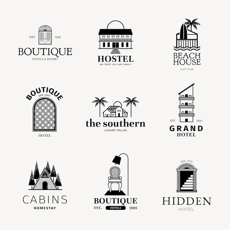 Vettore gratuito set di identità aziendale aziendale con logo nero dell'hotel