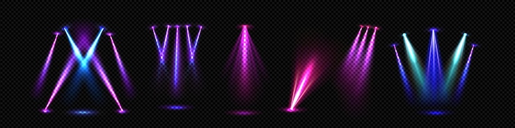 Vettore gratuito set di illuminazione a proiettore per palcoscenico