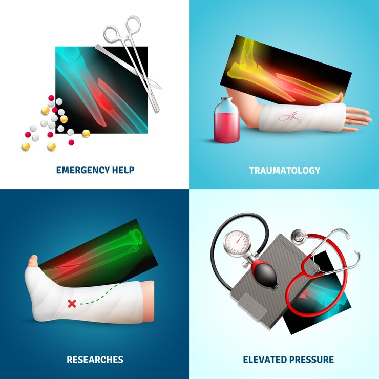Vettore gratuito set di illustrazione traumatologia