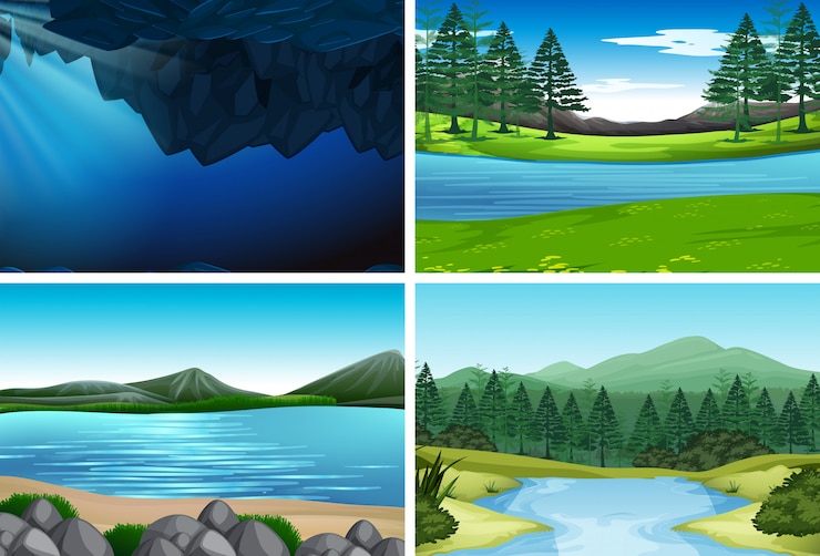 Vettore gratuito set di illustrazioni di natura
