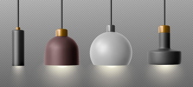 Vettore gratuito set di lampade da soffitto moderne