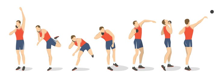 Vettore gratuito set di lancio del colpo set di solchi dell'atleta del tiro