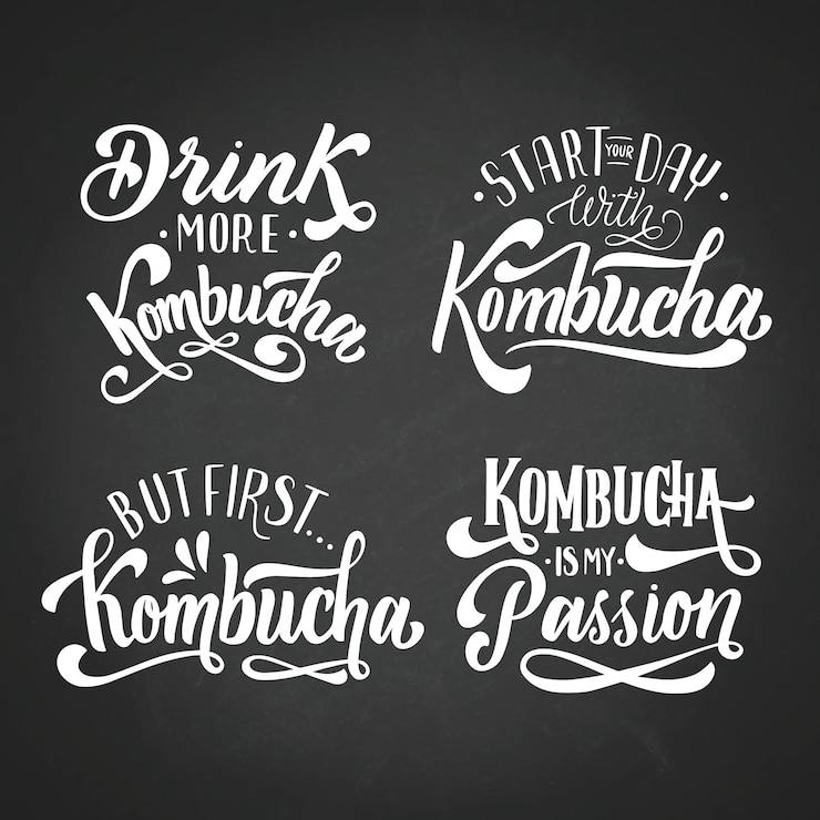 Vettore gratuito set di lettere da tè kombucha