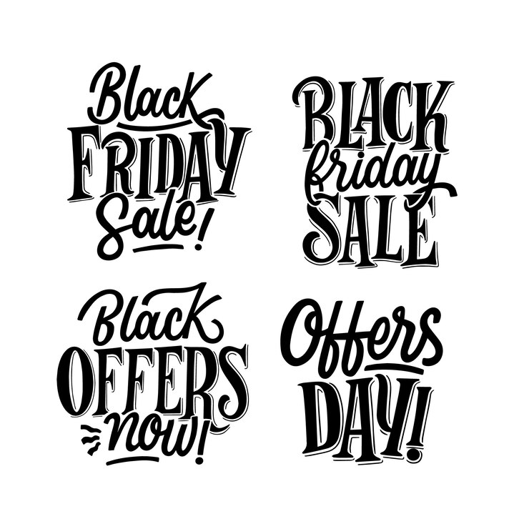 Vettore gratuito set di lettere del black friday nero