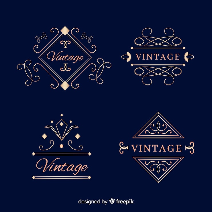 Vettore gratuito set di loghi ornamentali vintage