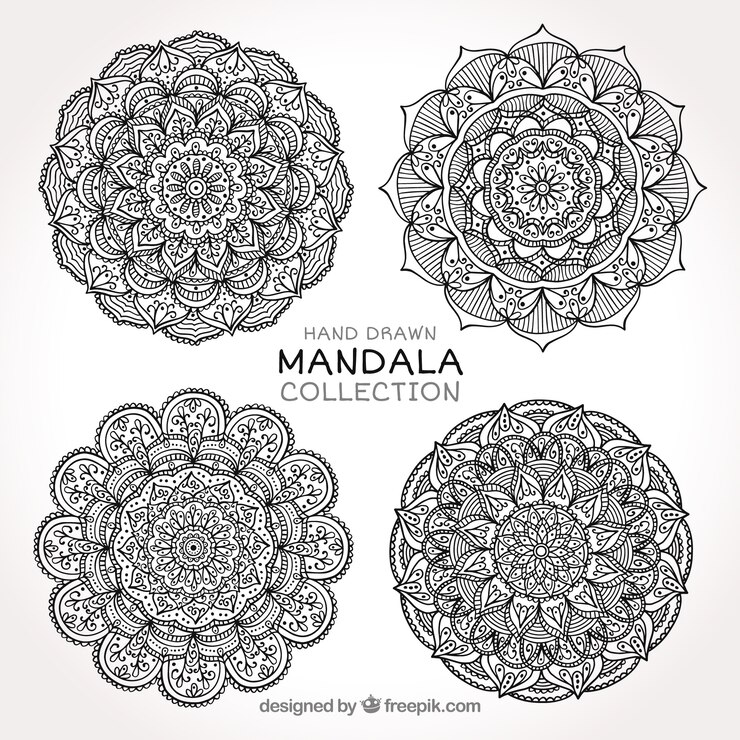 Vettore gratuito set di mandala ornamentali disegnate a mano