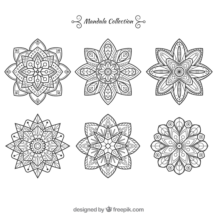 Vettore gratuito set di mandala ornamentali