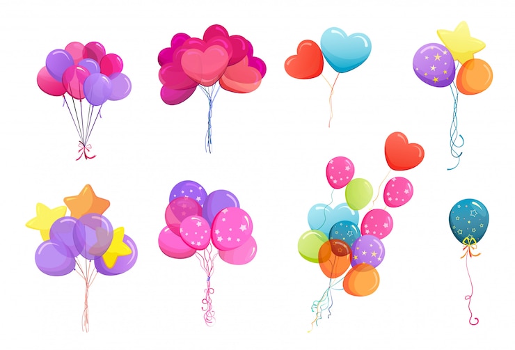 Vettore gratuito set di mazzi di palloncini