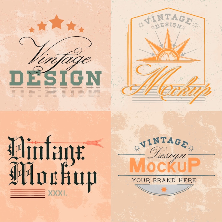 Vettore gratuito set di mockup vintage logo design vettoriale