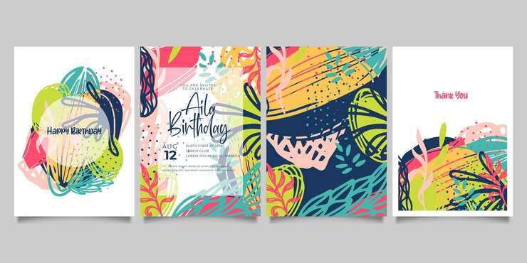 Set di modelli artistici universali creativi astratti. Ottimo per poster, biglietti, inviti, volantini, copertine, striscioni, cartelloni, brochure e altri progetti grafici.