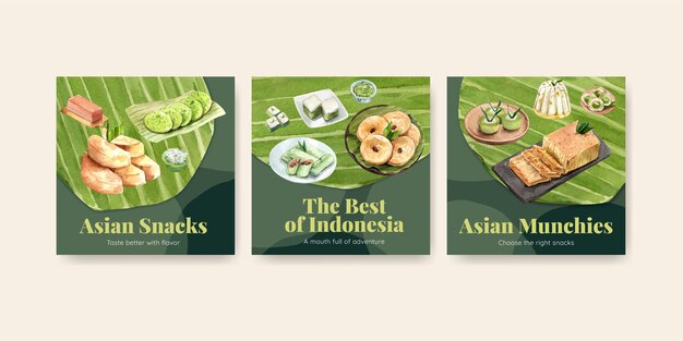 Set di modelli di banner snack indonesiano