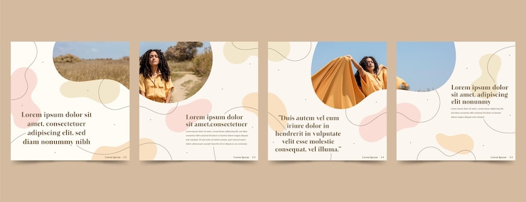 Vettore gratuito set di modelli di carosello di instagram