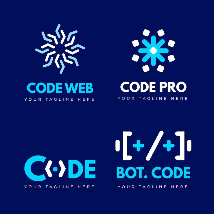 Vettore gratuito set di modelli di logo aziendale di programmazione