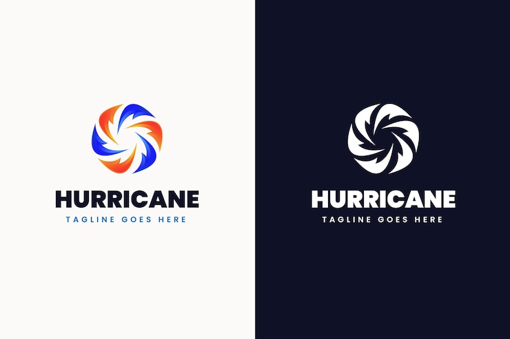 Vettore gratuito set di modelli di logo di uragano sfumato