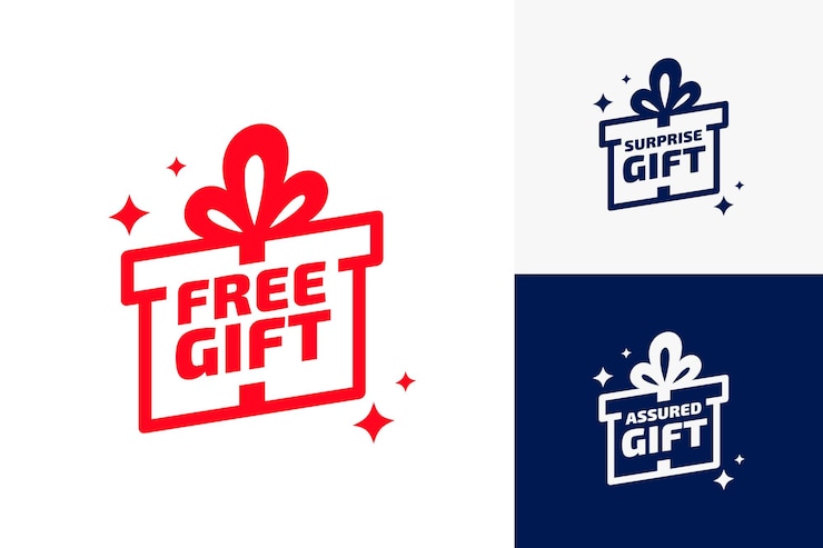 Vettore gratuito set di modello di badge regalo gratuito per web o negozio al dettaglio