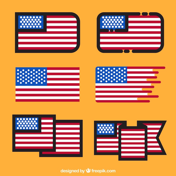 Vettore gratuito set di moderni bandiere americane