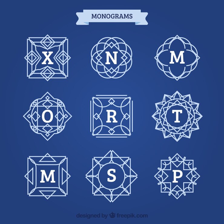 Vettore gratuito set di monogrammi eleganti d'epoca