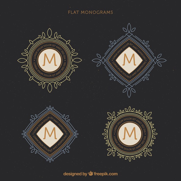 Vettore gratuito set di monogrammi eleganti d'epoca