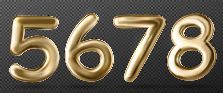Vettore gratuito set di numeri dorati realistici su trasparente