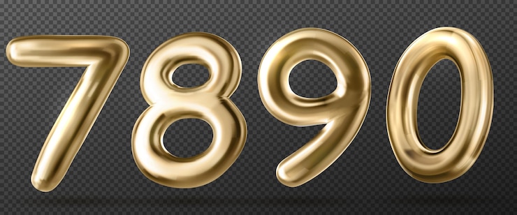 Vettore gratuito set di numeri dorati realistici su trasparente