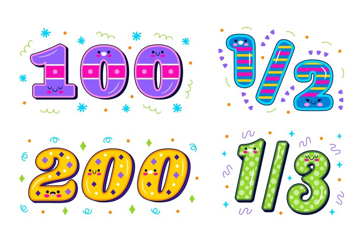 Vettore gratuito set di numeri in stile cartone animato