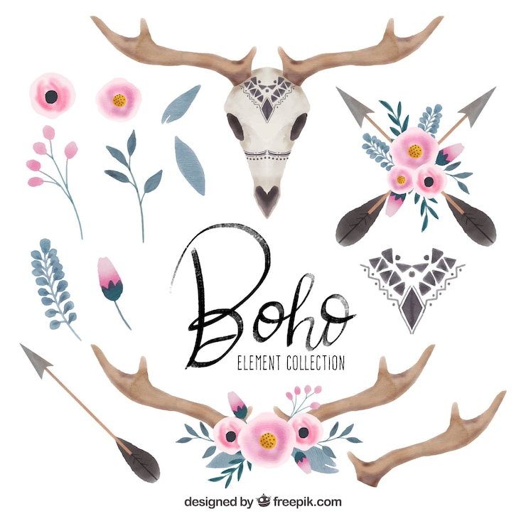 Vettore gratuito set di ornamenti boho