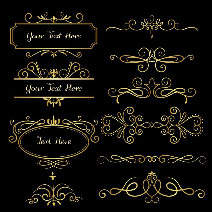 Vettore gratuito set di ornamenti calligrafici dorati