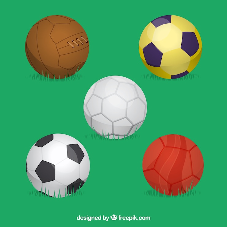 Vettore gratuito set di palloni da calcio in stile piatto