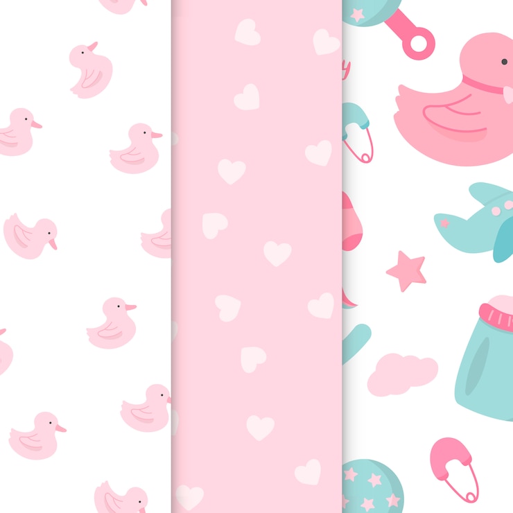 Vettore gratuito set di pattern per la scuola materna