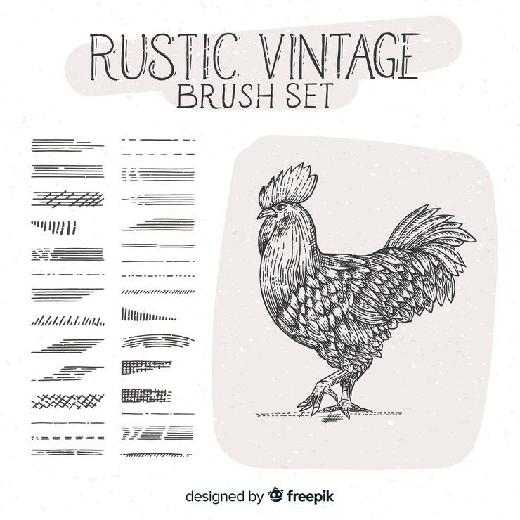 Vettore gratuito set di pennelli vintage rustico