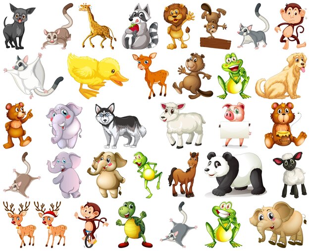 Set di personaggi animati animali