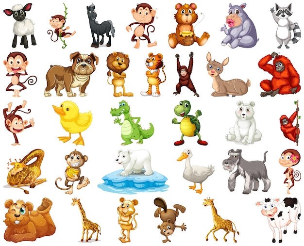 Set di personaggi animati animali
