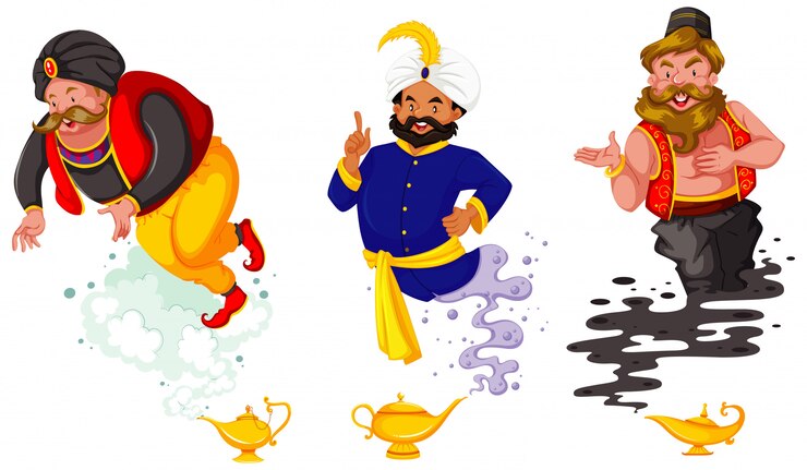 Vettore gratuito set di personaggi dei cartoni animati di fantasia e tema fantasy isolato su priorità bassa bianca